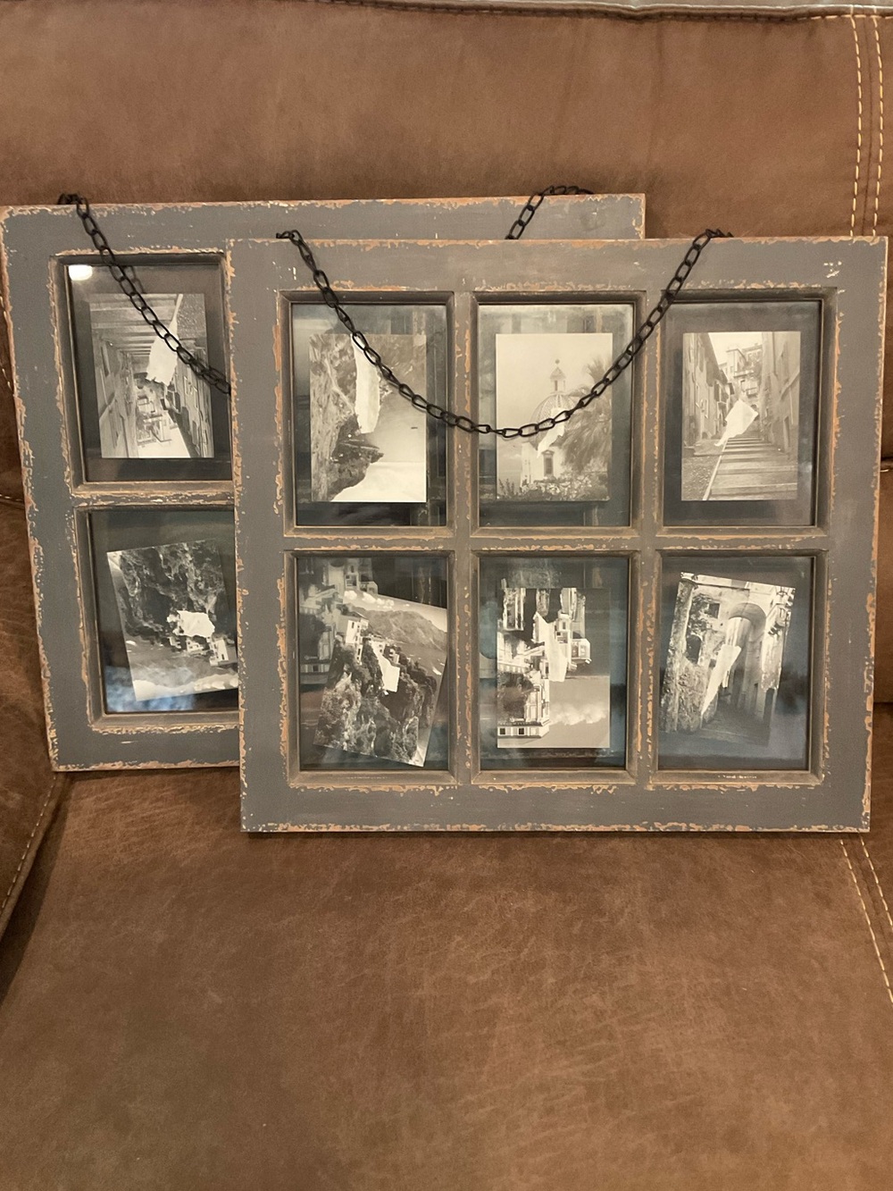 Rustic Distressed Faded Blue Window Style Picture Frames